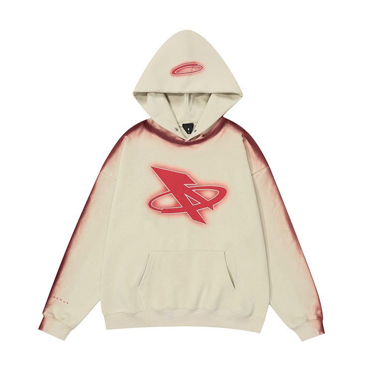 Hooded Sweater Hand-painted Crack Printing