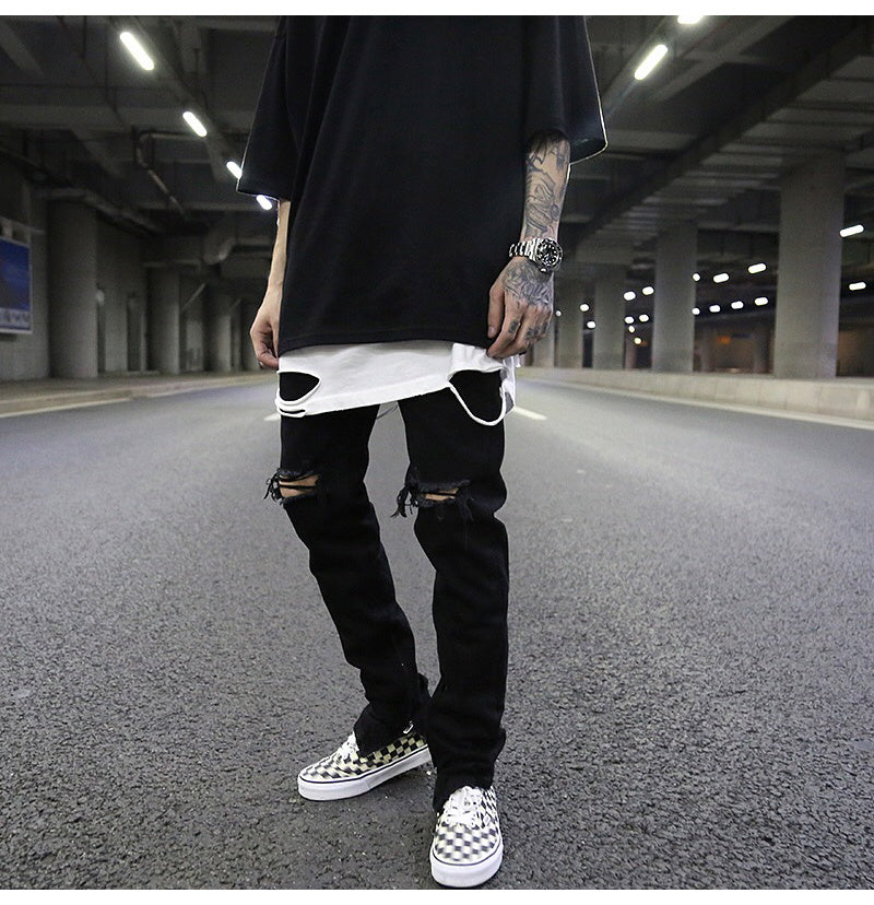 Slim-Fit Zippered Cotton Jeans