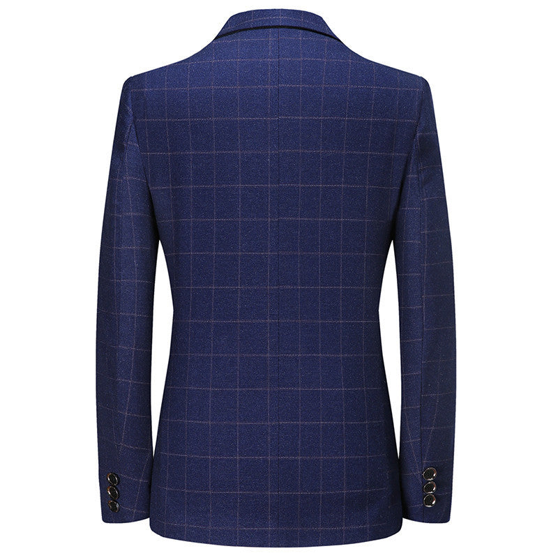 Men's Plaid Leisure Coat Blue Purple Gray Spring Autumn