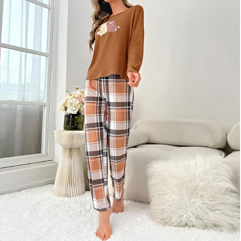 Ensemble de pyjama à carreaux automne-hiver - Haut à manches longues et pantalon
