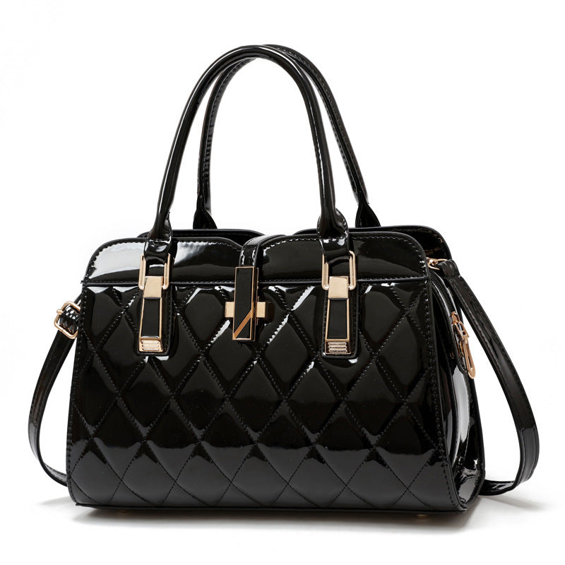 Large One Shoulder PU Messenger Handbag with Lock Closure