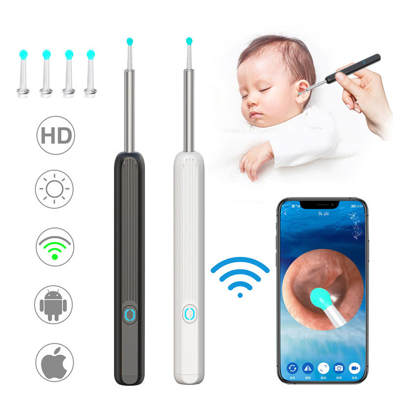Oreillette endoscopique NE3 sans fil avec caméra et lumière LED, kit de nettoyage de cérumen pour iPhone