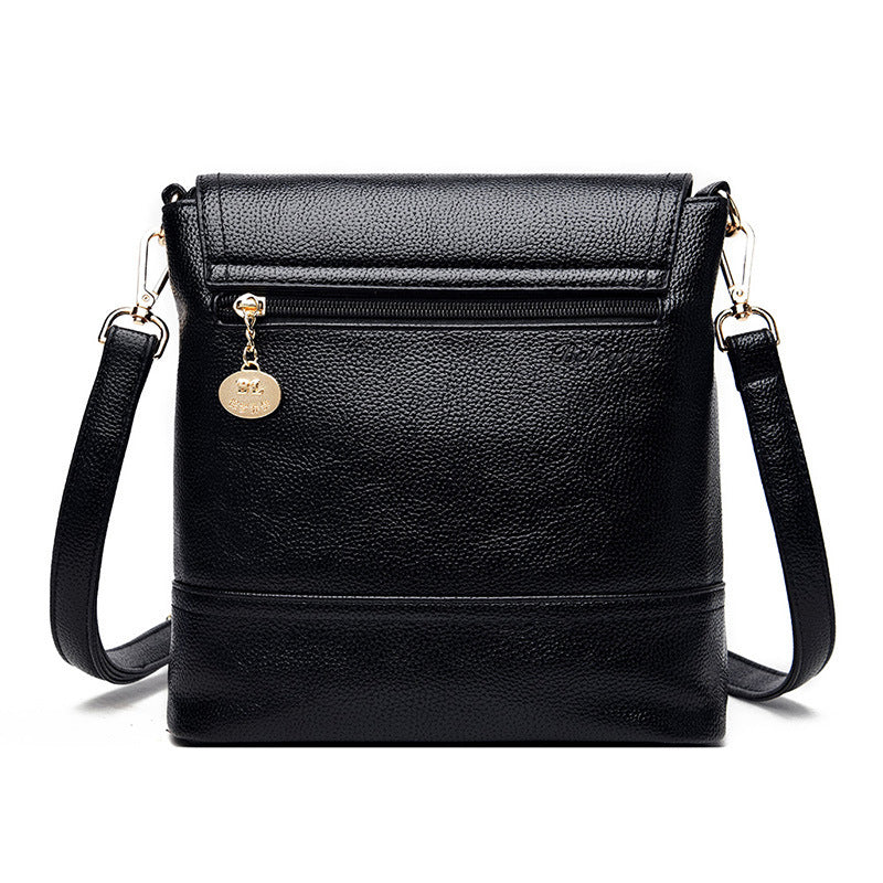 Sac à bandoulière en PU souple, petit carré, motif litchi, avec double sangle