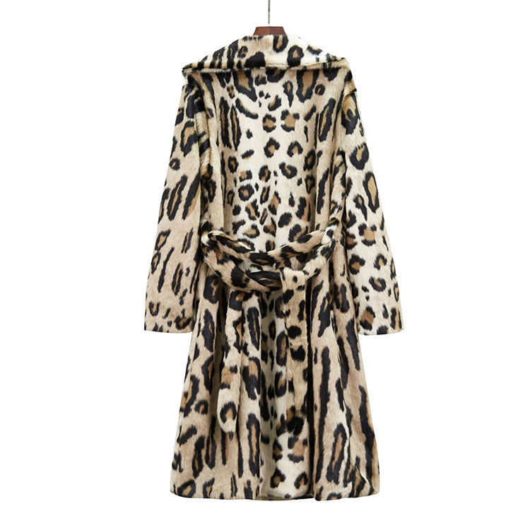 Long Plush Women's Belted Trench Coat