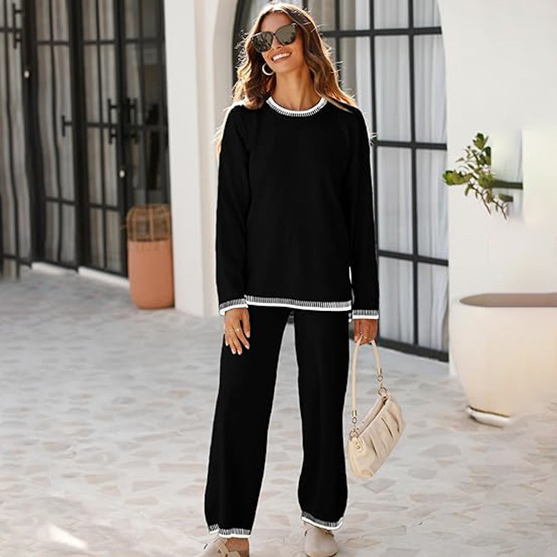 Ensemble de survêtement décontracté en tricot avec pantalon pour femme