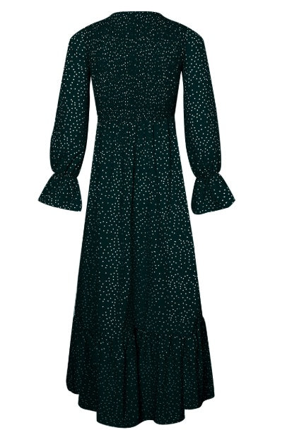 Polka Dot Long Sleeve Cotton Blend Dress in Multiple Colors
