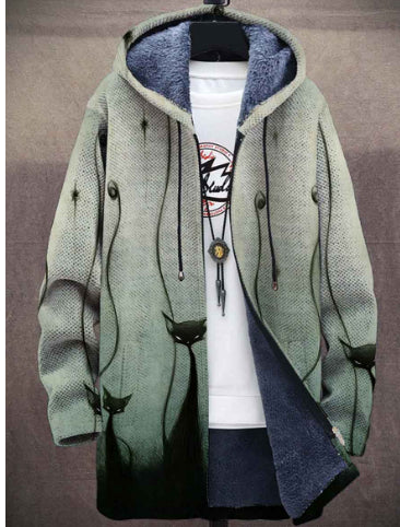 Men's Hooded Plus Size Velvet Thickened Cardigan