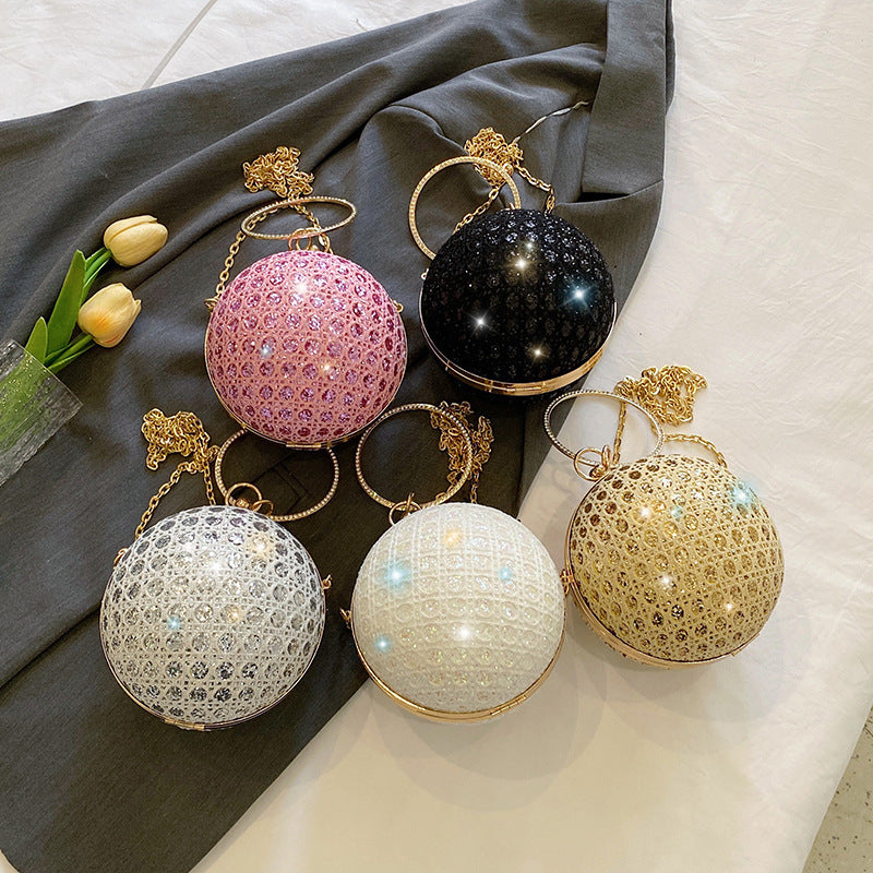 Women's Small Round Crossbody Bag with Chain Strap
