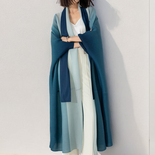 Trench-coat plissé pour femmes arabes, automne, nouveau coloris dégradé, coupe ample