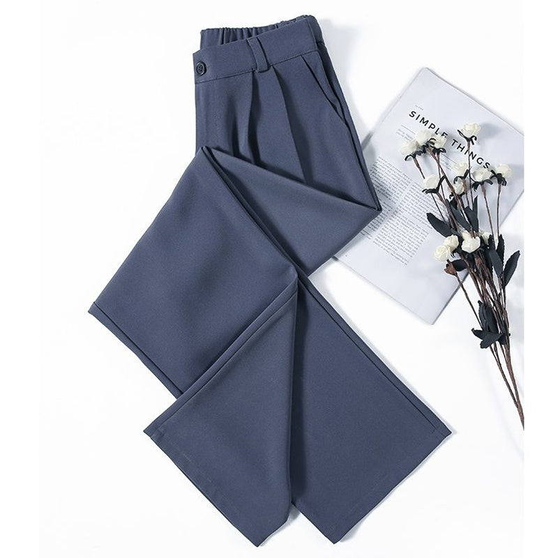 Loose Slim Straight High-Waist Zipper Casual Suit Pants