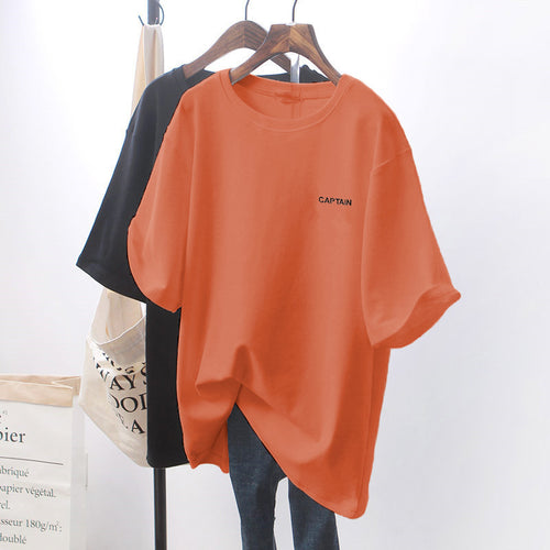 Design Sense Chic White Loose Short-Sleeve T-Shirt for Women