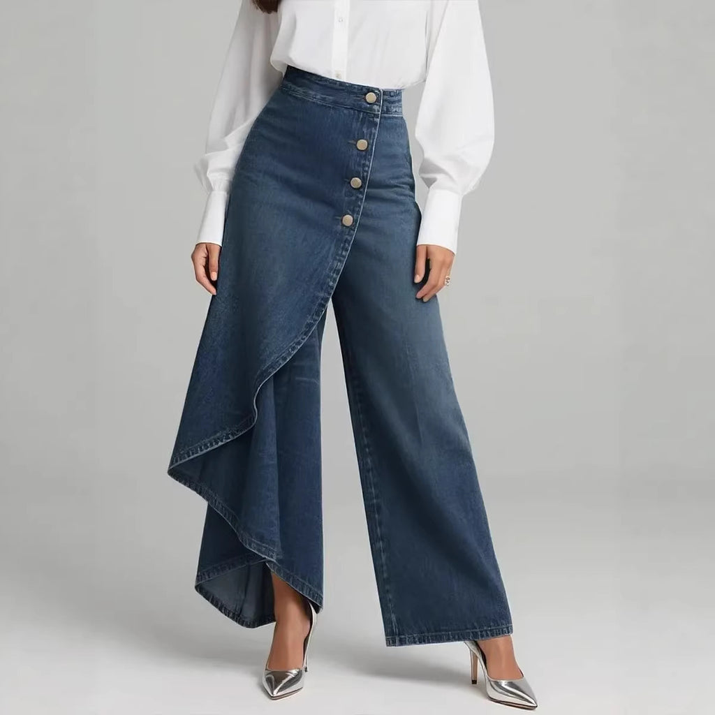 Women’s Solid Color Wide-Leg Style Printed Pants