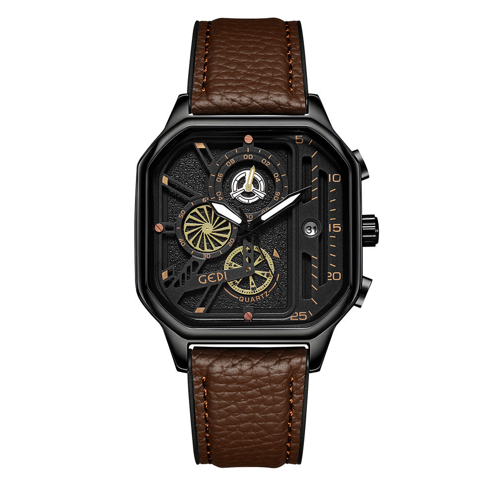 Men's Waterproof Quartz Watch with Luminous Dial 43mm