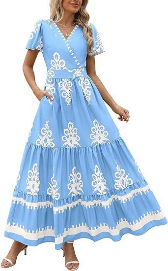 Robe étagée à manches évasées Floral Apricot