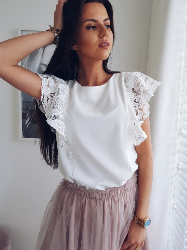European & American Ladies Cotton Lace Short Sleeve Shirts