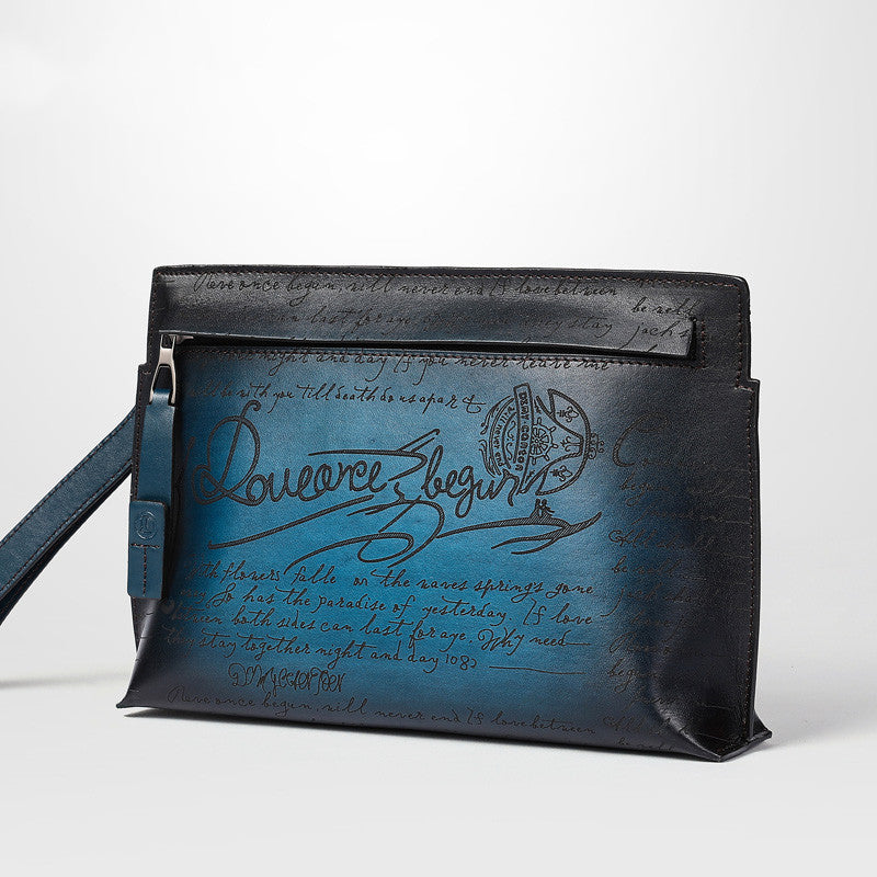 Pochette de mode personnalisée en cuir de vachette pour homme