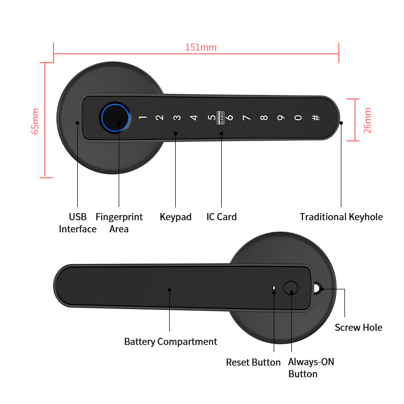Graffiti Smart Door Lock with Fingerprint, Bluetooth & Keyless Entry