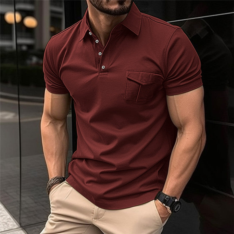 Men's Slim-fit Pocket Short-sleeved Sweater