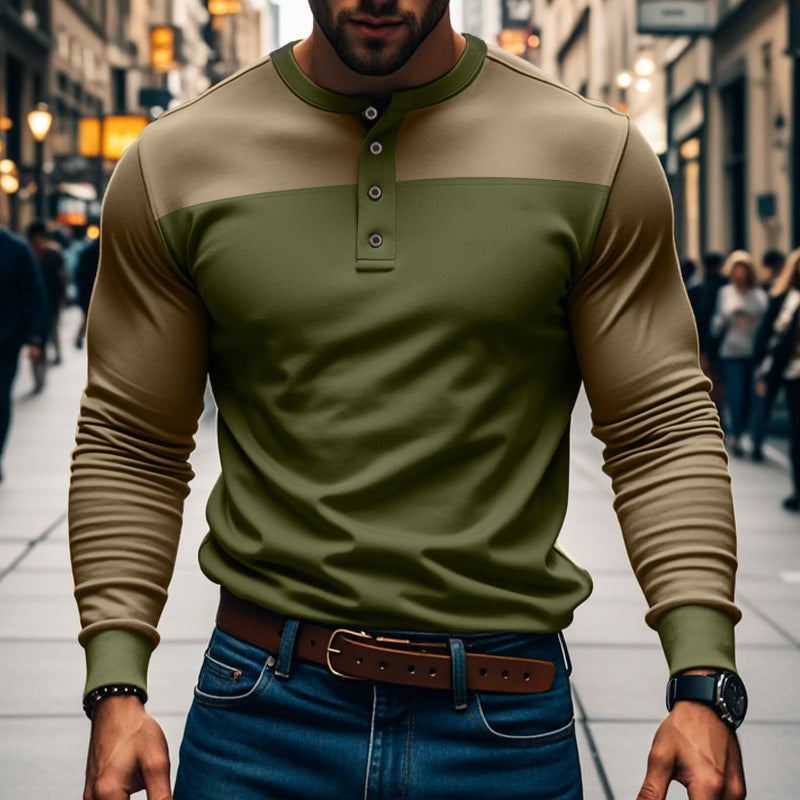 American Slim Fit Henley Shirt Pullover Long Sleeve