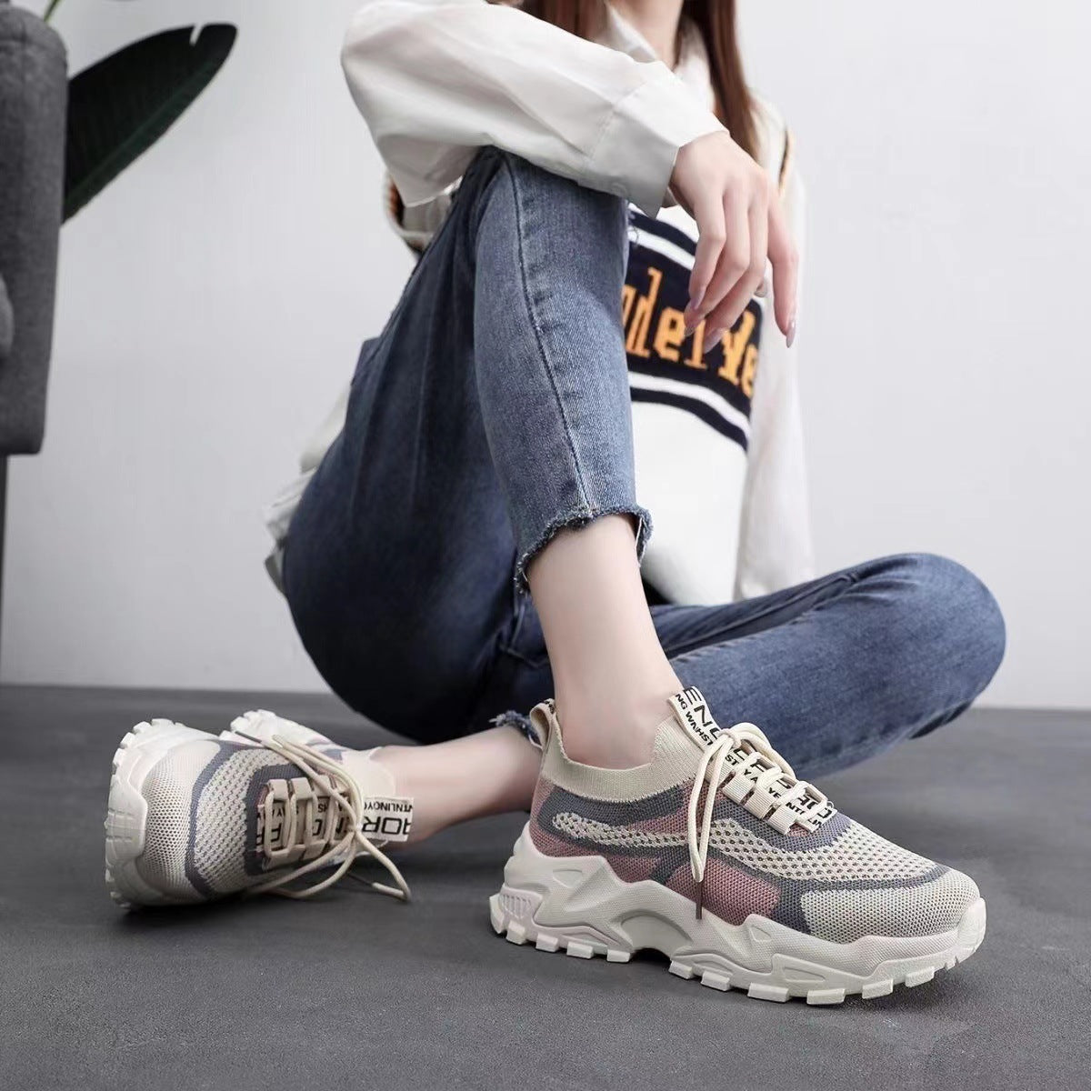 Chaussures de sport légères et respirantes pour femme à semelle souple