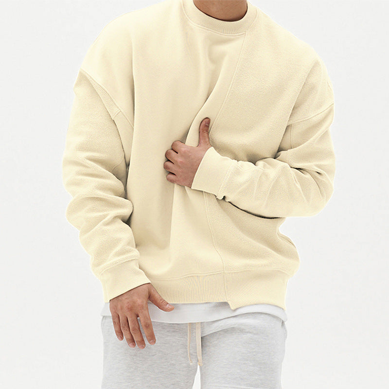 Men's Loose Round Neck Pullover Sweater Cotton Blend