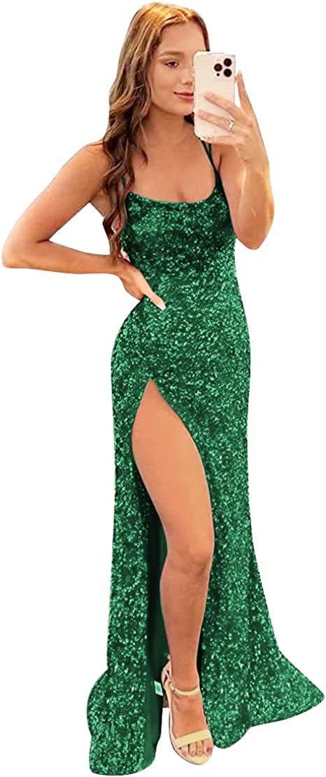 Long Sequin Split Evening Dress