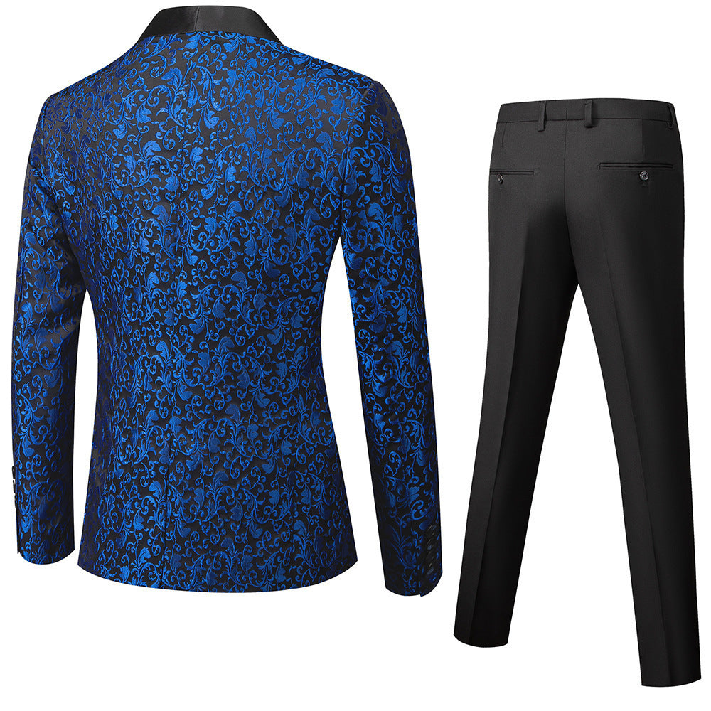 Costume deux pièces business décontracté coupe ajustée en polyester et coton pour homme