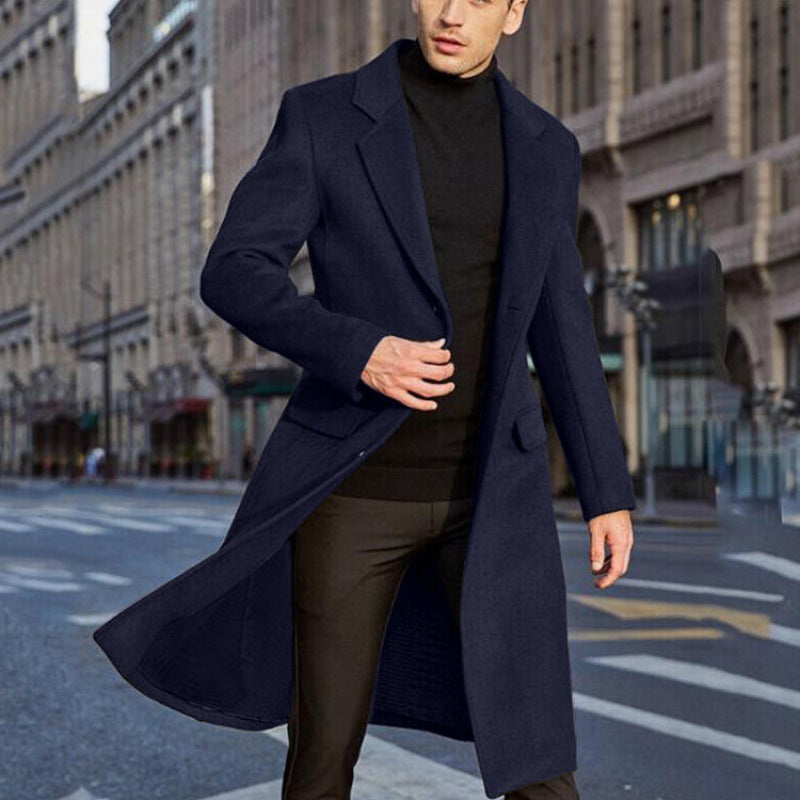Trench-coat long en laine pour homme