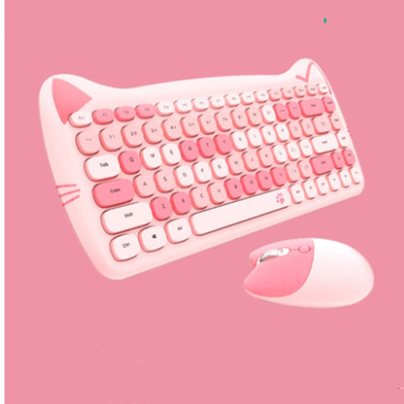 Gezzer Cute Girl Wireless Keyboard Mouse Set Macaron Jelly Slim Mute Portable Office