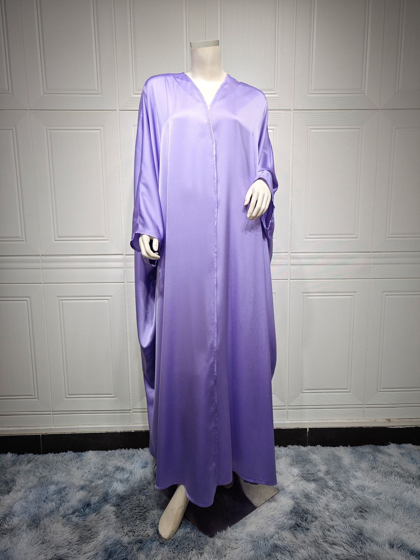 Soft Light Batwing Sleeve Apricot Purple Robe, Free Size