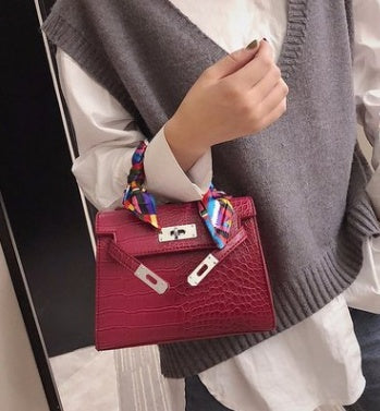 Stone Pattern Platinum Crossbody Bag Small 20x15x9cm