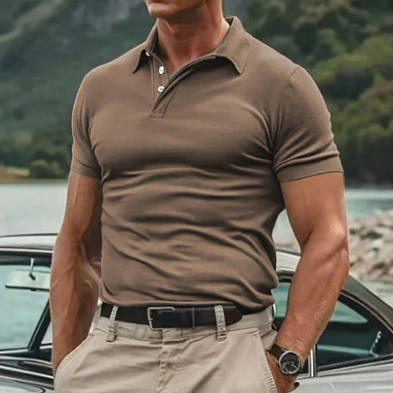 Chemise unie décontractée à manches courtes pour hommes