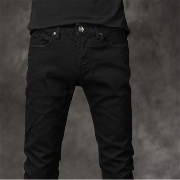 Slim-Fit Stretch Cotton Men's Pants in Black,
