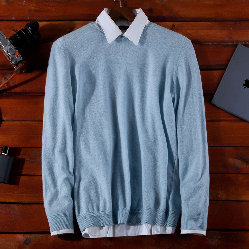 Fine Needle Worsted Round Neck Casual Sweater