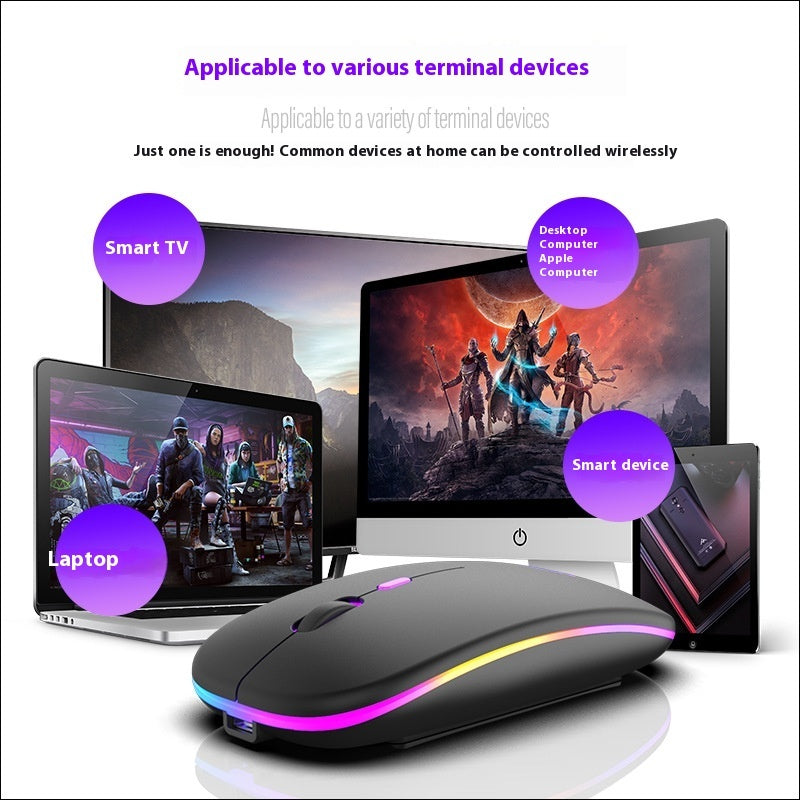 Mute Wireless Charging Bluetooth Mouse with Luminous Light