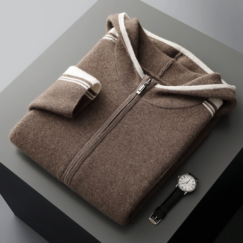 Men's Thickened Zip-Up Fleece Mock-Neck Cardigan Sweater Casual Base Layer
