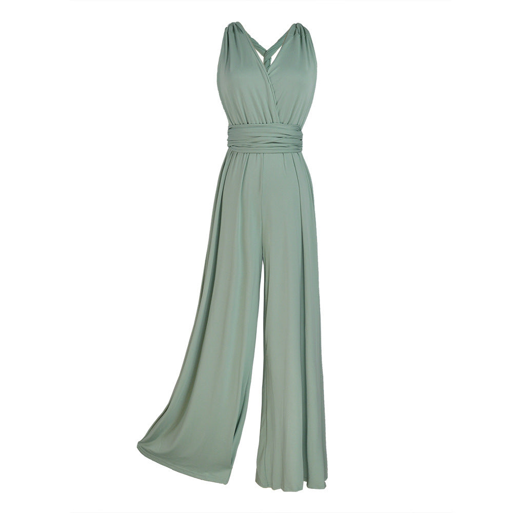 Women's Multi-Rope Cross Bandage Cropped Jumpsuit