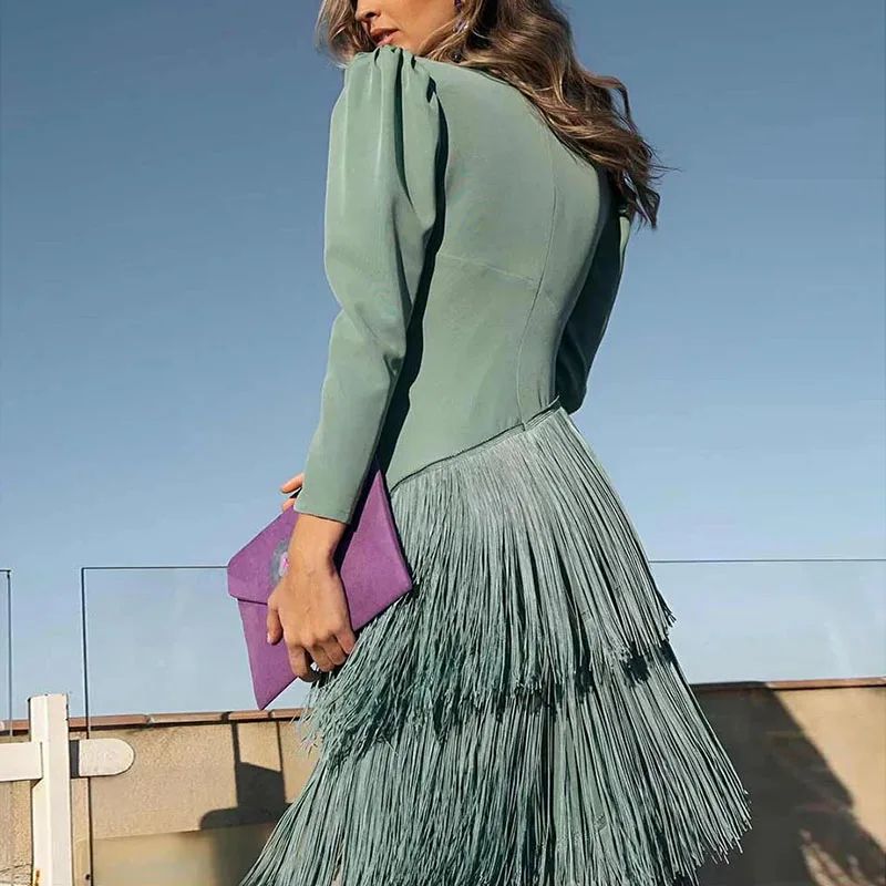 French Elegant Deep V Neck Slim Prom Dresses