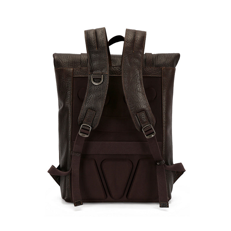 Men's Large Capacity Leather Shoulder Backpack