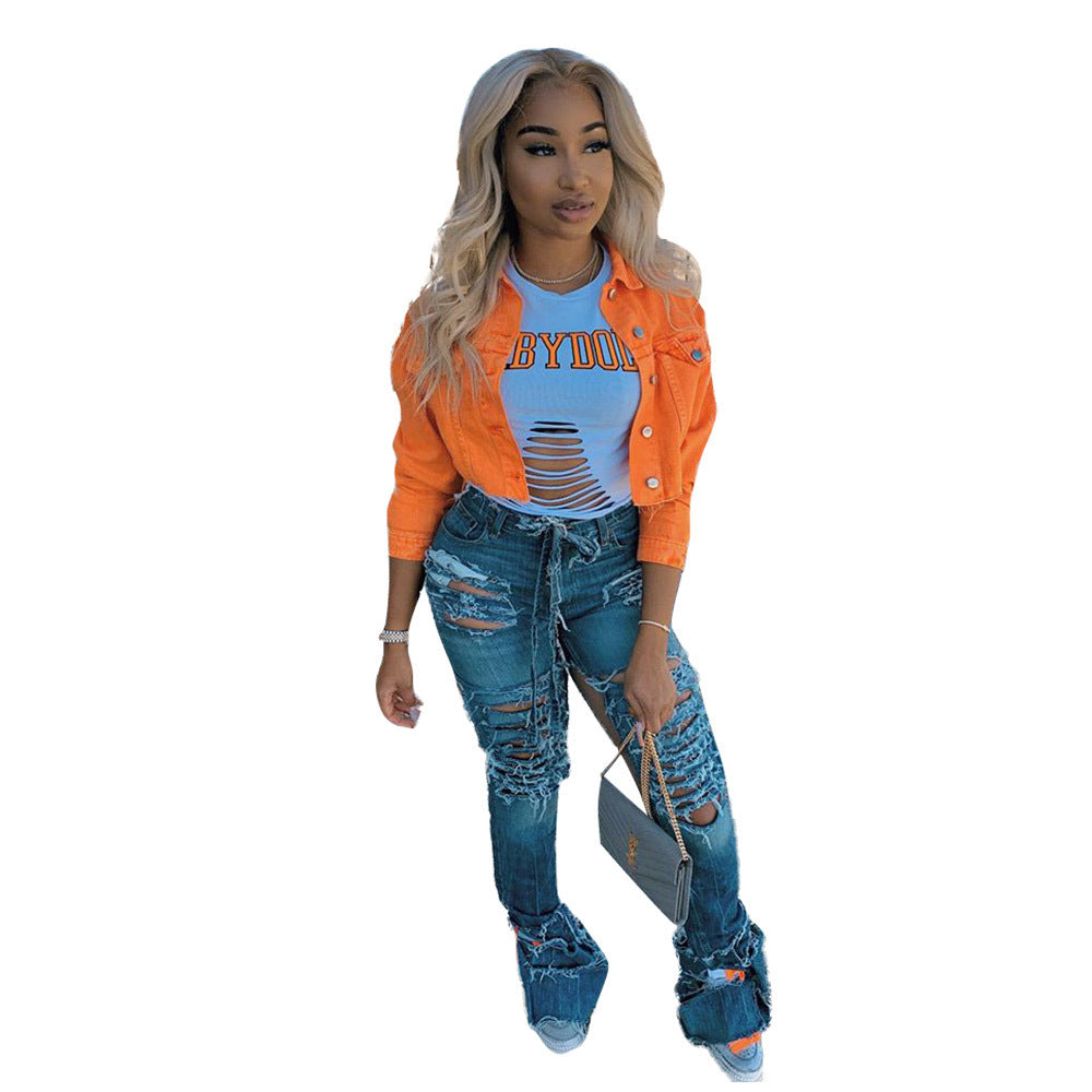Women Streetwear Denim Jacket Outwear Bodycon Jeans Jackets
