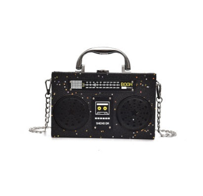 Sequins Box Radio Handbag Bright Surface Harajuku Messenger Bag 19x12x5cm