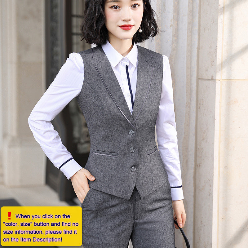 Professional Women’s Autumn Suit Vest Set with Jacket and Pants