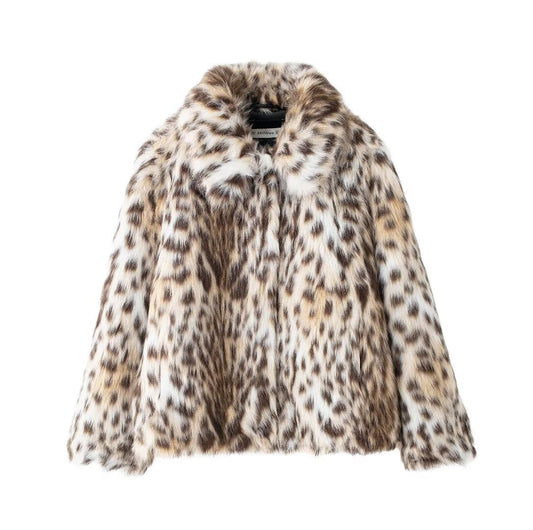 Women's Loose Fashionable Faux Fur Jacket Polyester Long Sleeve