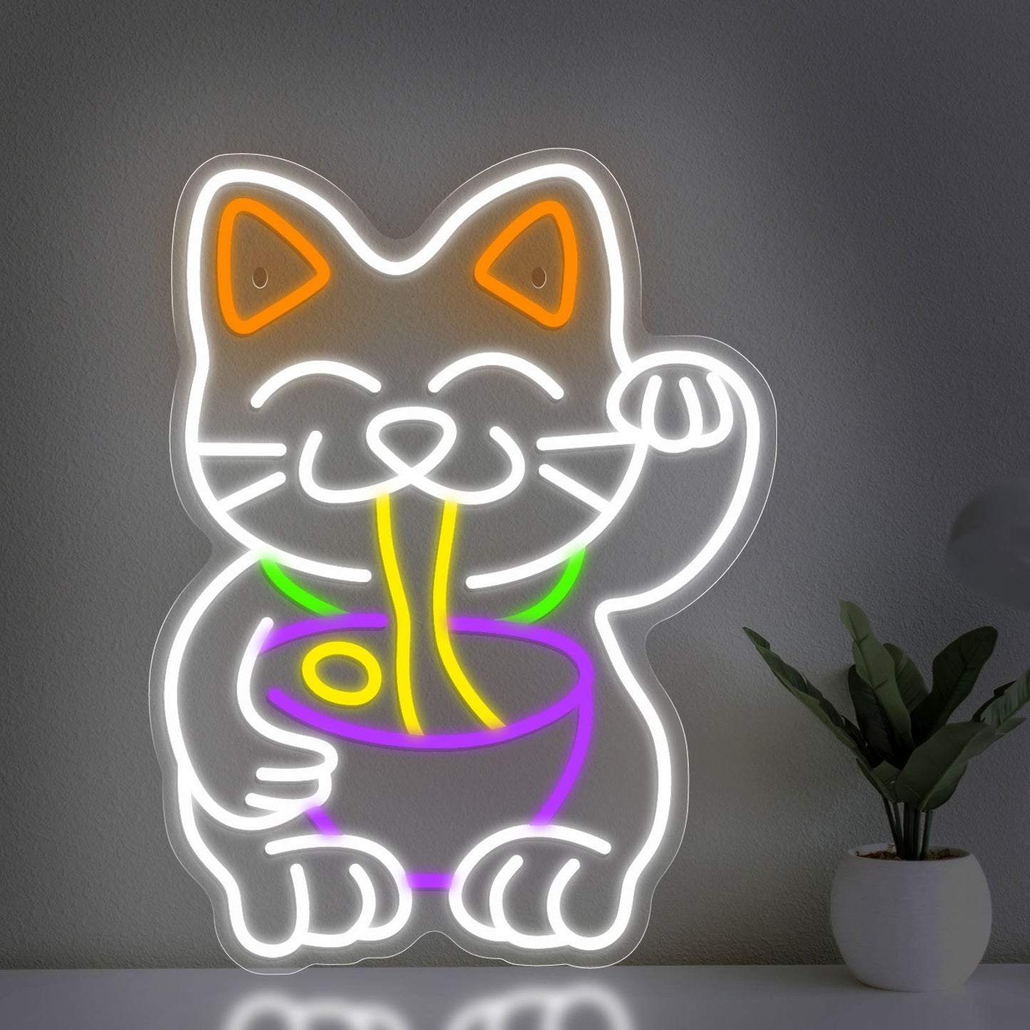 Panneau lumineux LED néon Lucky Cat pour animaux de compagnie