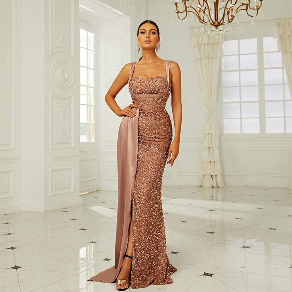 Robe de soirée asymétrique moulante pour anniversaire ou demoiselle d'honneur