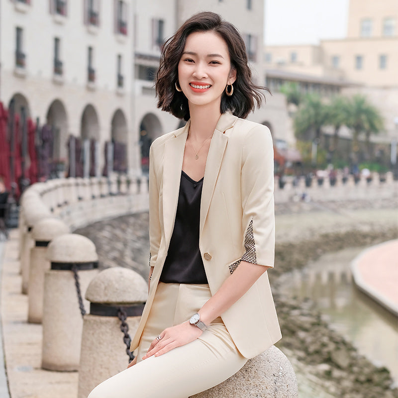 Women's Acetate Satin Solid Color Suit Jacket