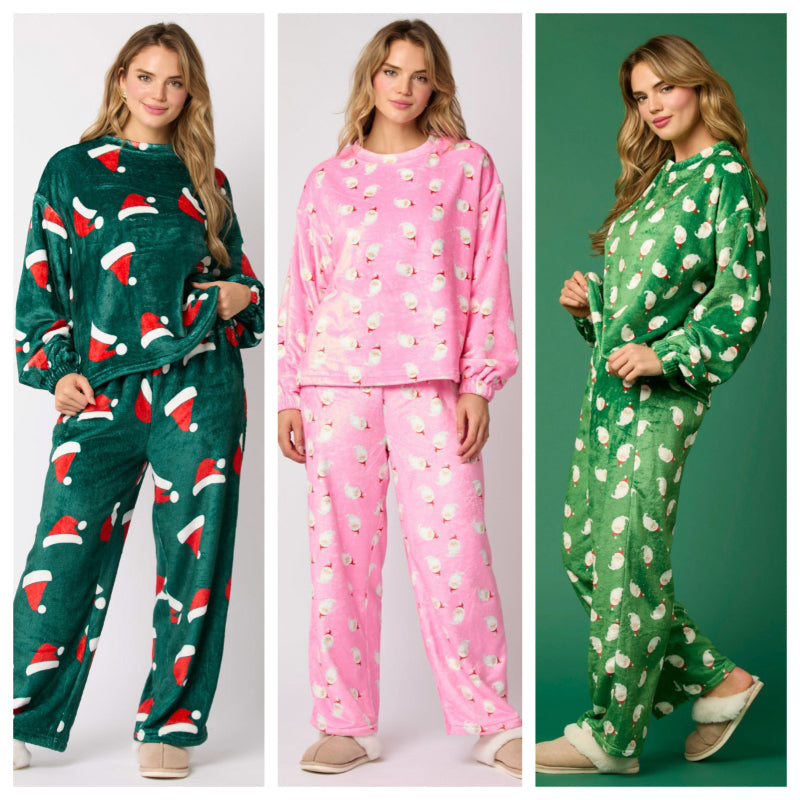 Ensemble de pyjama en flanelle décontracté 2 pièces pour femme chemise de détente de Noël à manches longues