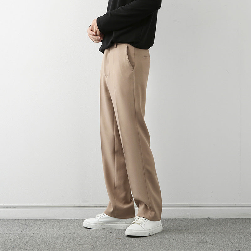 Men's Casual Loose Straight Cotton Suit Pants