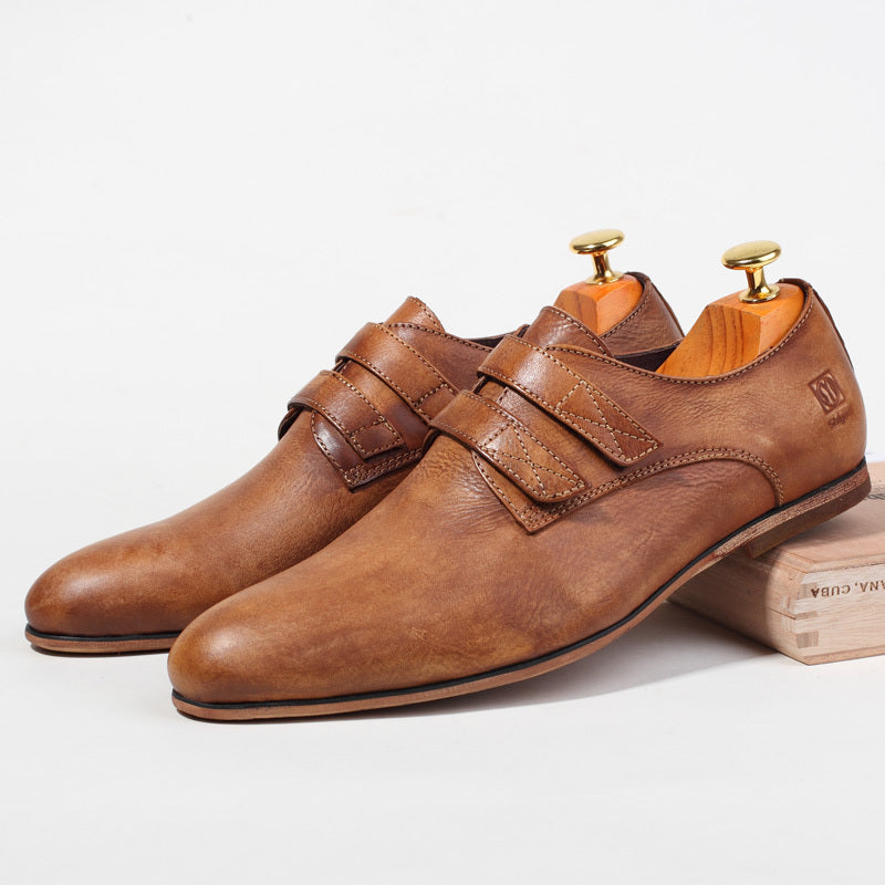 Handmade Vintage Genuine Leather Men's Shoes - Wine Red, Yellow, Sizes 38-44
