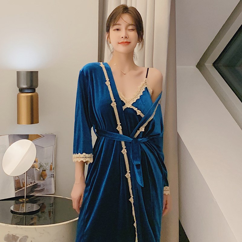 Sexy Suspender Pajamas in Korean Golden Velvet for Winter
